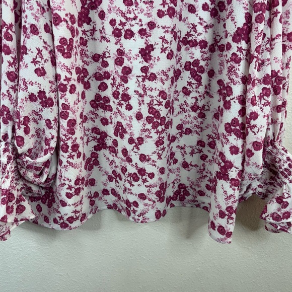 Cece Ditsy Floral Blouse White Pink Sz XL Bow Girly Cottagecore Grandma Collar - Picture 5 of 8